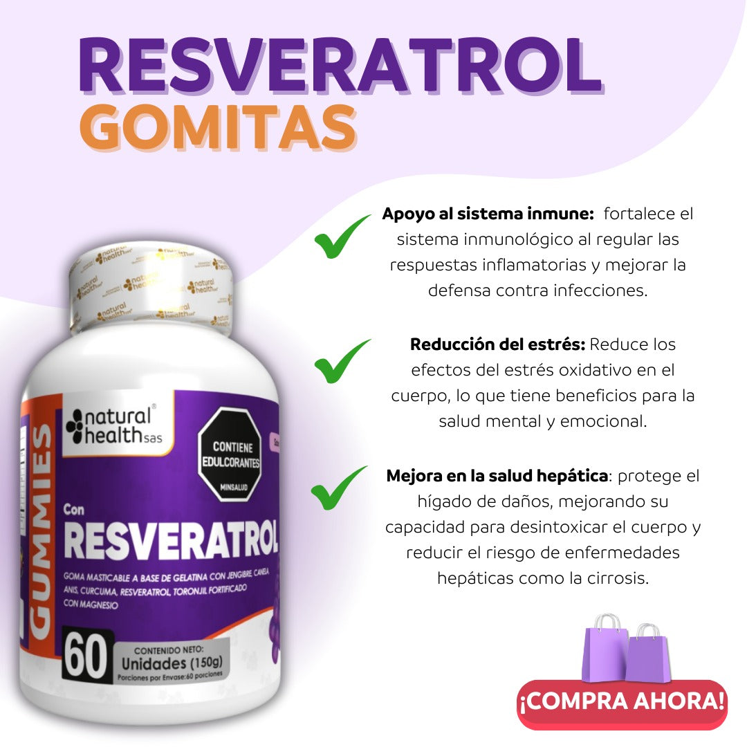 Gomitas de RESVERATROL X 60 CON INVIMA