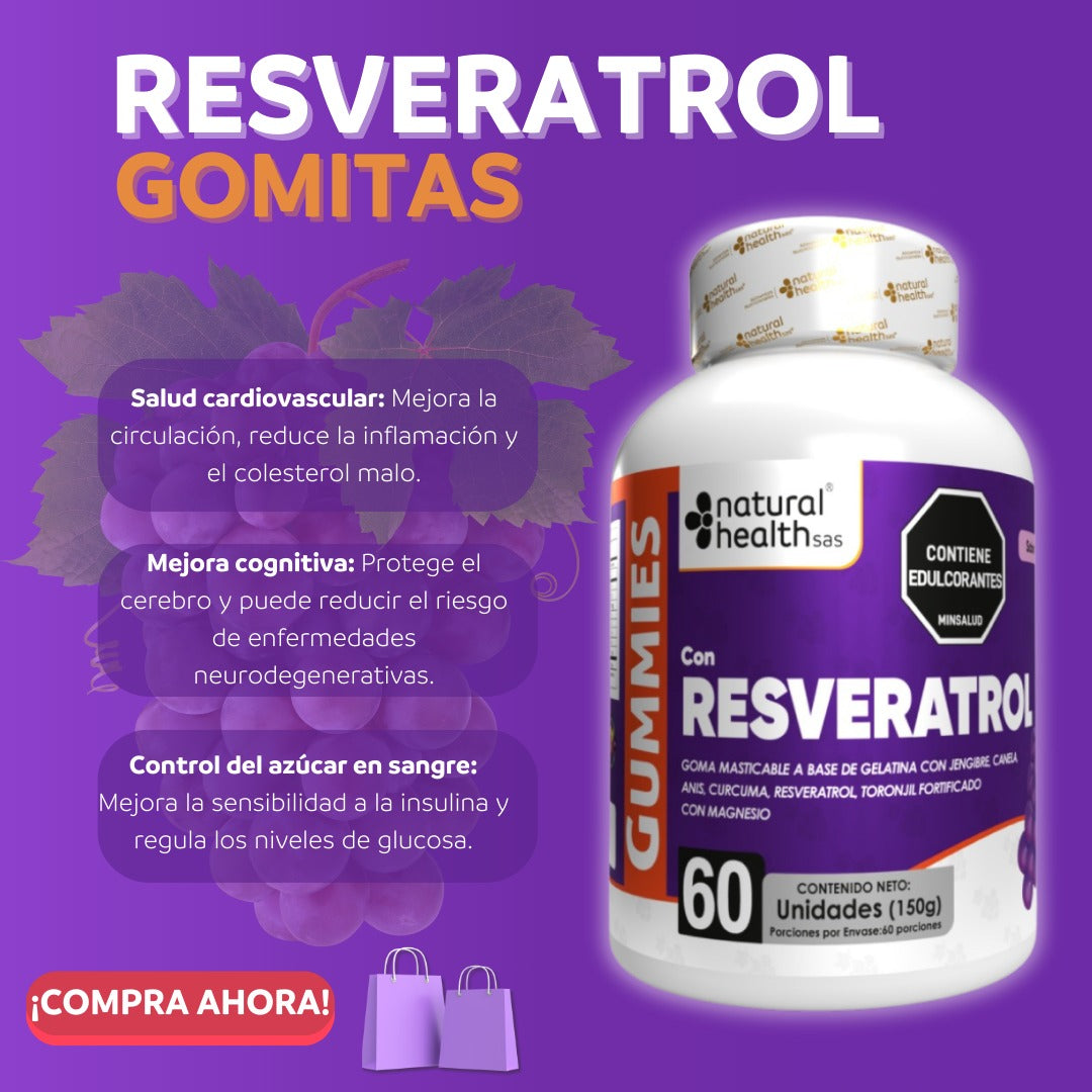 Gomitas de RESVERATROL X 60 CON INVIMA